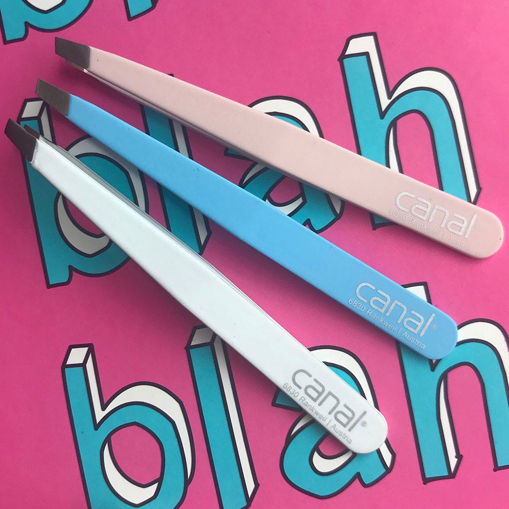 Canal Haarpinzette gerade fuxia rostfrei 95 mm
