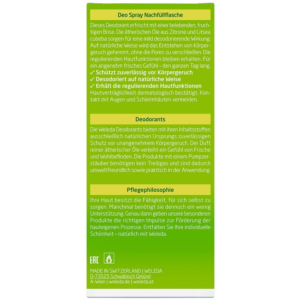Weleda Citrus Fresh Deo Spray Nachfüllflasche 200 ml