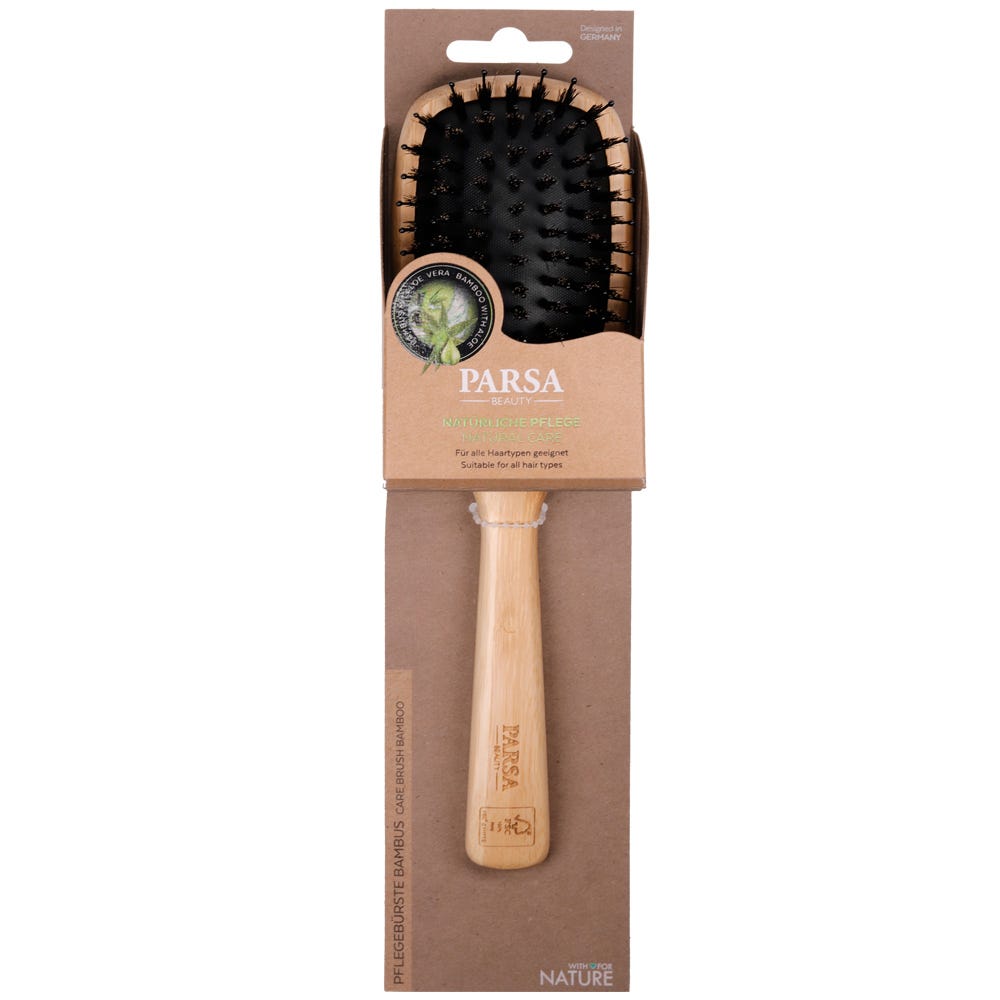 PARSA Beauty Profi FSC Holz Haarbürste Paddle Groß oval mit Mischborsten