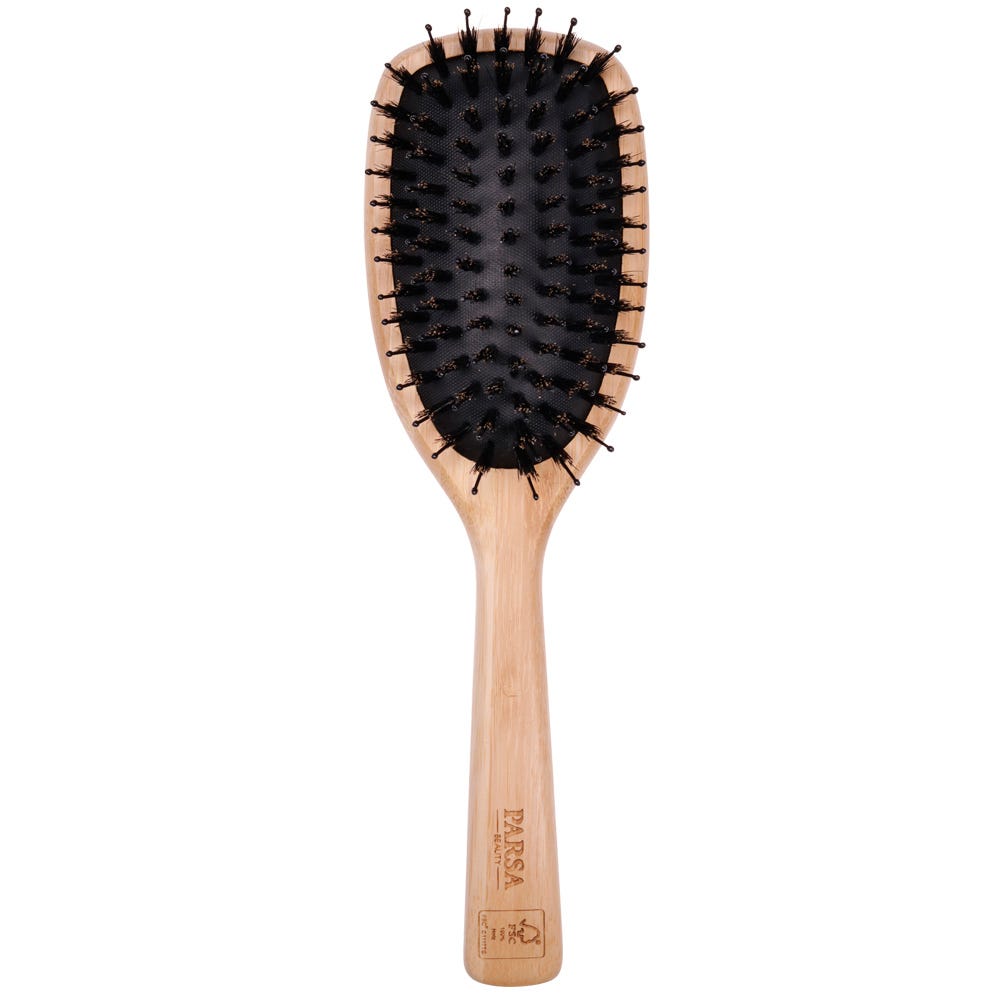 PARSA Beauty Profi FSC Holz Haarbürste Paddle Groß oval mit Mischborsten
