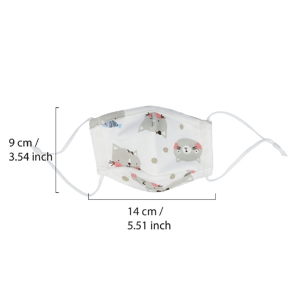 PARSA Beauty Waschbare Mund- und Nasenmaske Kind Print Katze grau