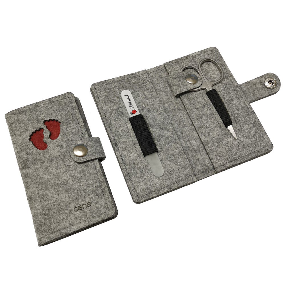 Canal Maniküre-Etui aus Filz "Baby rot" Grau 2-teilig 