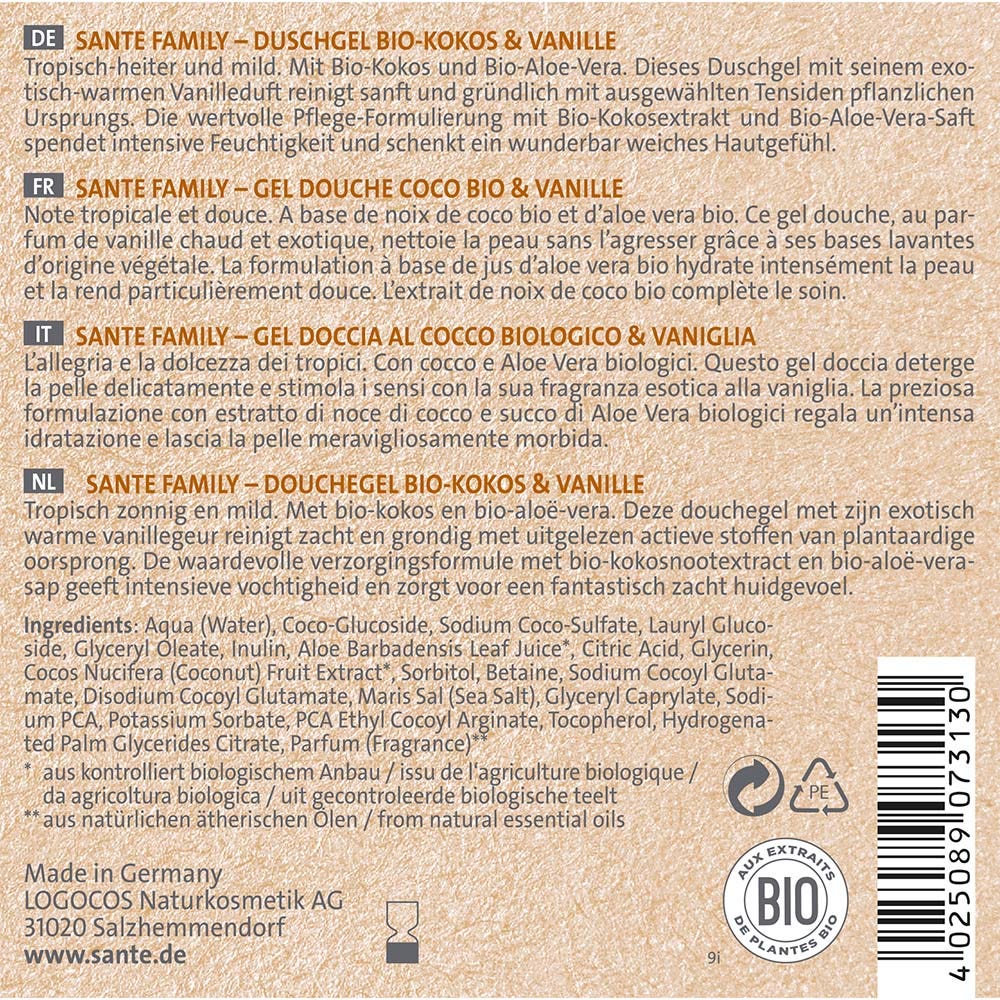 SANTE FAMILY Duschgel Bio-Kokos & Vanille 950 ml 