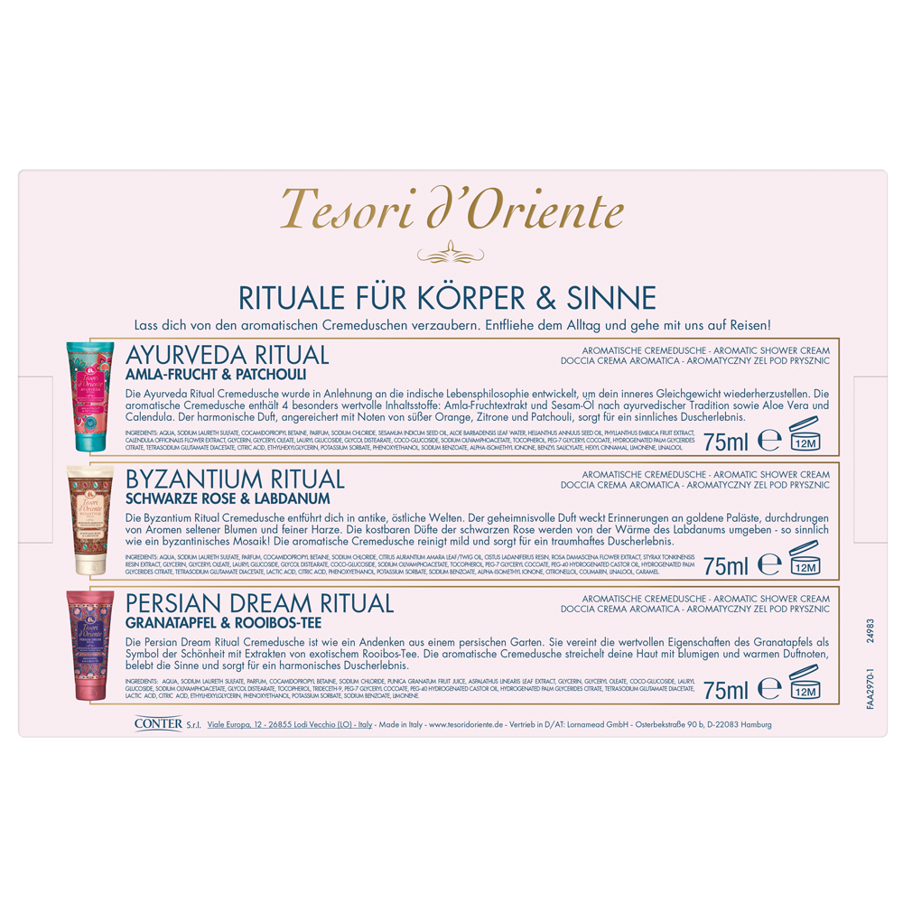 Tesori d´ Oriente Cremeduschen Geschenkset 3 x 75 ml