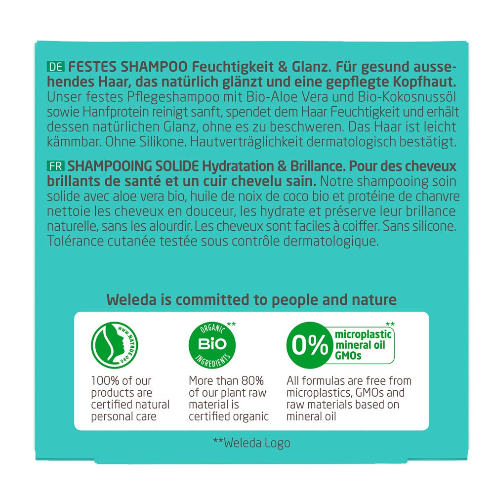 Weleda festes Shampoo Feuchtigkeit & Glanz 50 g