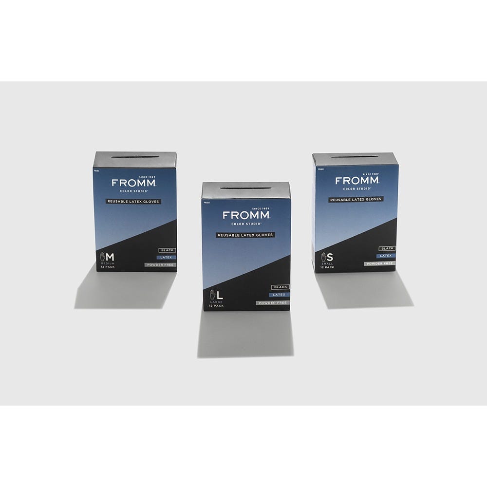 Fromm Schwarze Latexhandschuhe Large 12-er Pack