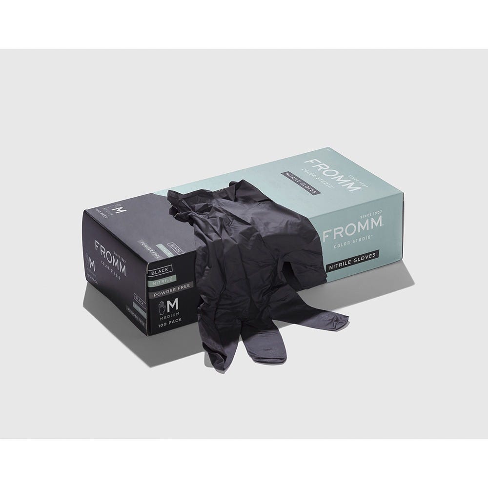 Fromm Puderfreie Nitrilhandschuhe Schwarz Medium 100 Stück