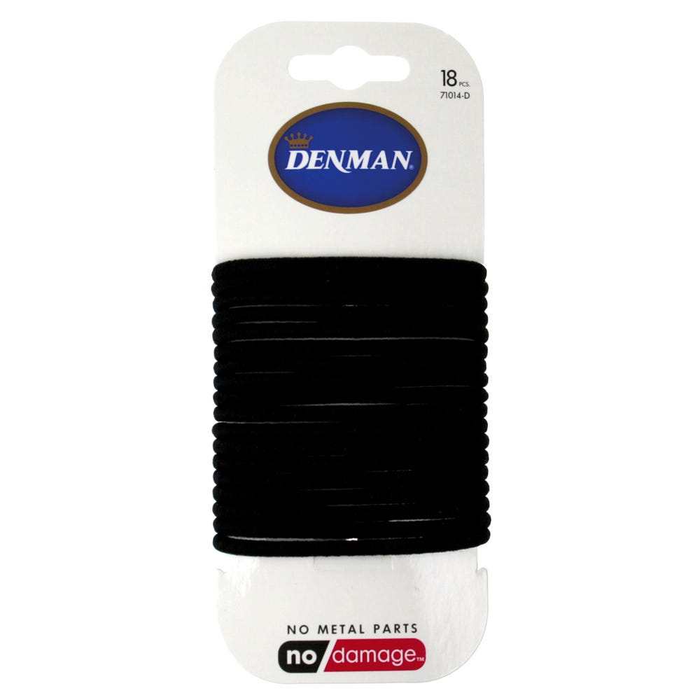 Denman Zopfgummis 4 mm, 18er Karte, schwarz