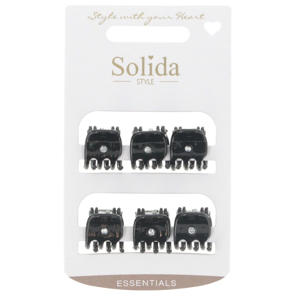 Solida Haarklammer klein schwarz shiny mit Strass