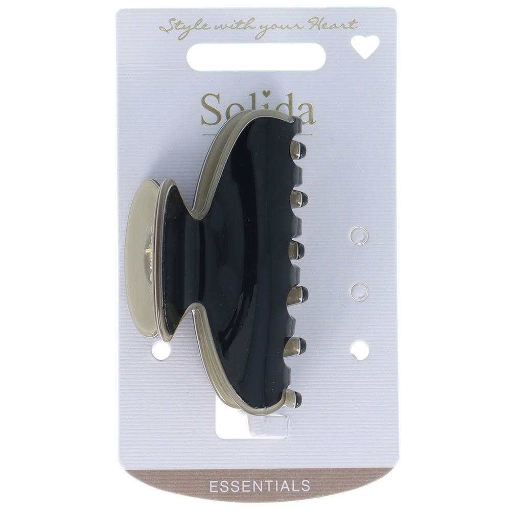 Solida Haarklammer schwarz/beige groß shiny
