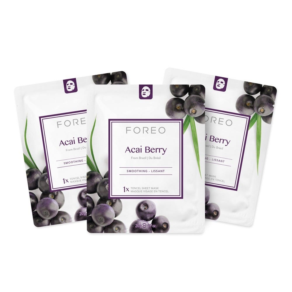 FOREO Sweden Farm To Face Collection Sheet Mask Acai Berry 3 Stück
