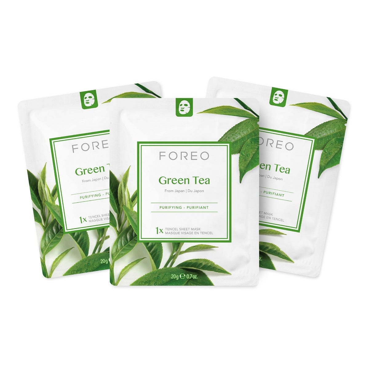 FOREO Sweden Farm To Face Collection Sheet Mask Green Tea 3 Stück