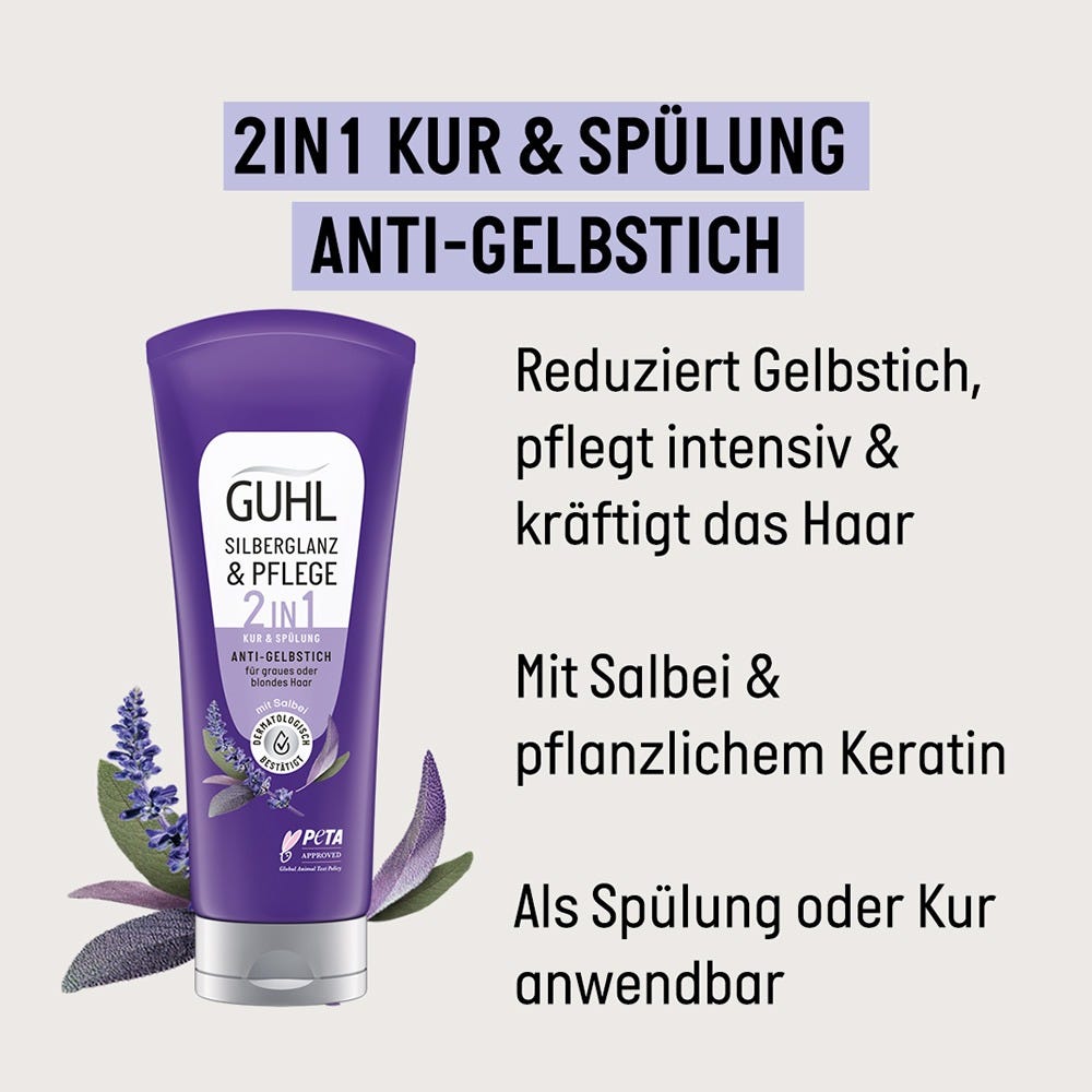 Guhl Silberglanz & Pflege 2 in 1 Anti-Gelbstich Kur 200 ml