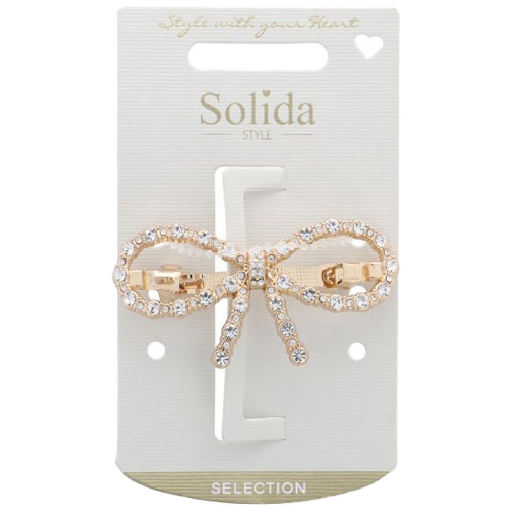 Solida Patentspange mit Schleife Strass Gold