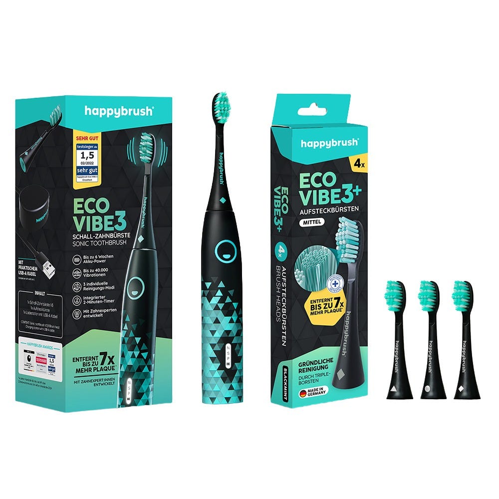 Happybrush ECO Vibe 3 Black/Mint Bundle