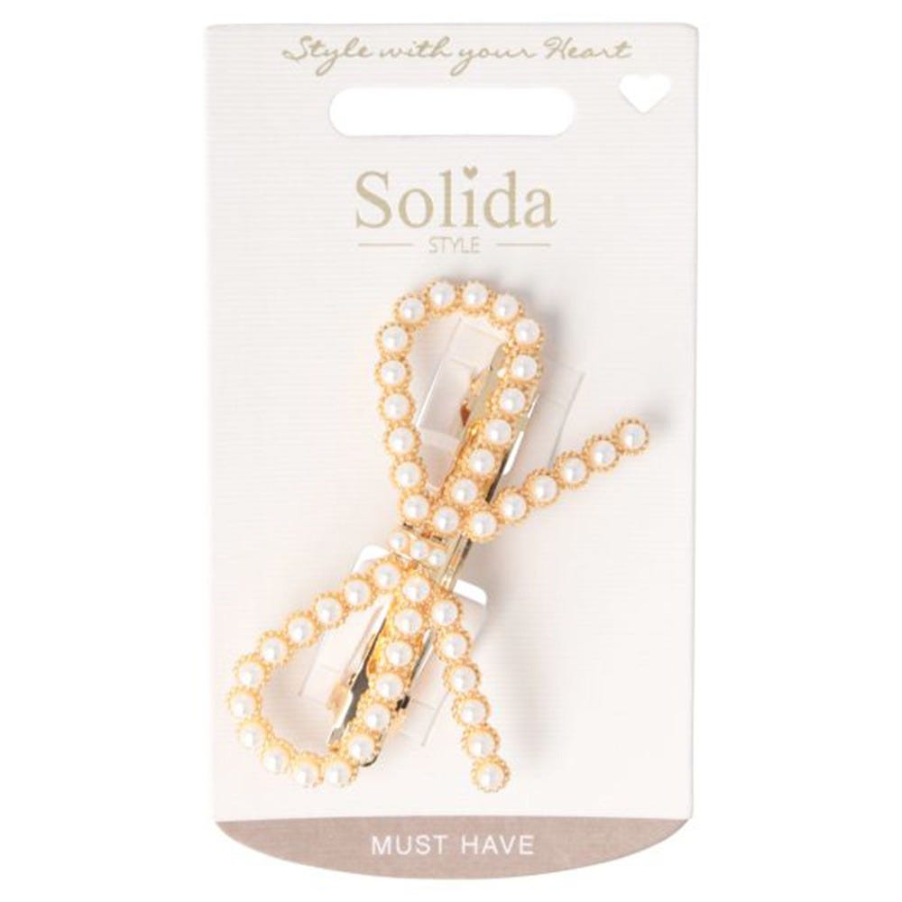 Solida Patentspange Schleife Perlen 