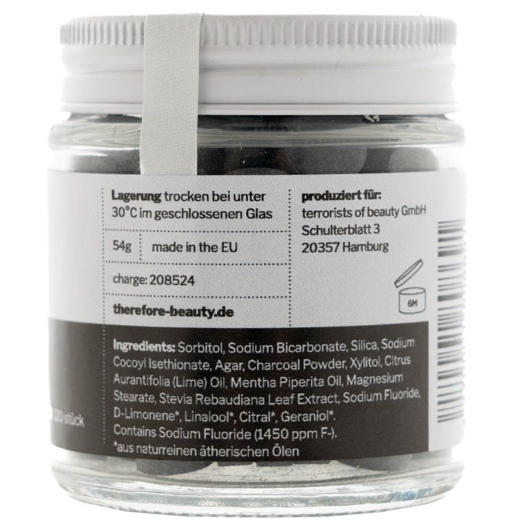therefore Beauty Tooth Tabs 001 mit Aktivkohle + Fluor 54 g