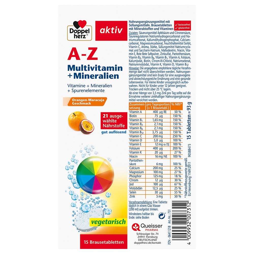 Doppelherz A-Z Multivitamin + Mineralien Brausetabletten 15 Stück
