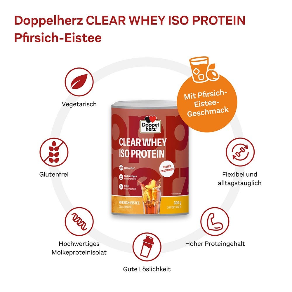 Doppelherz Clear Whey Iso Protein Pfirsich-Eistee 300 g
