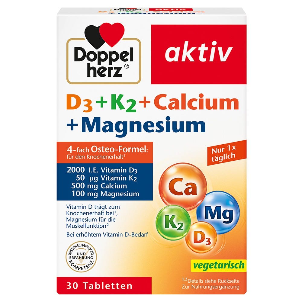 Doppelherz D3 + K2 + Calcium + Magnesium 30 Stück