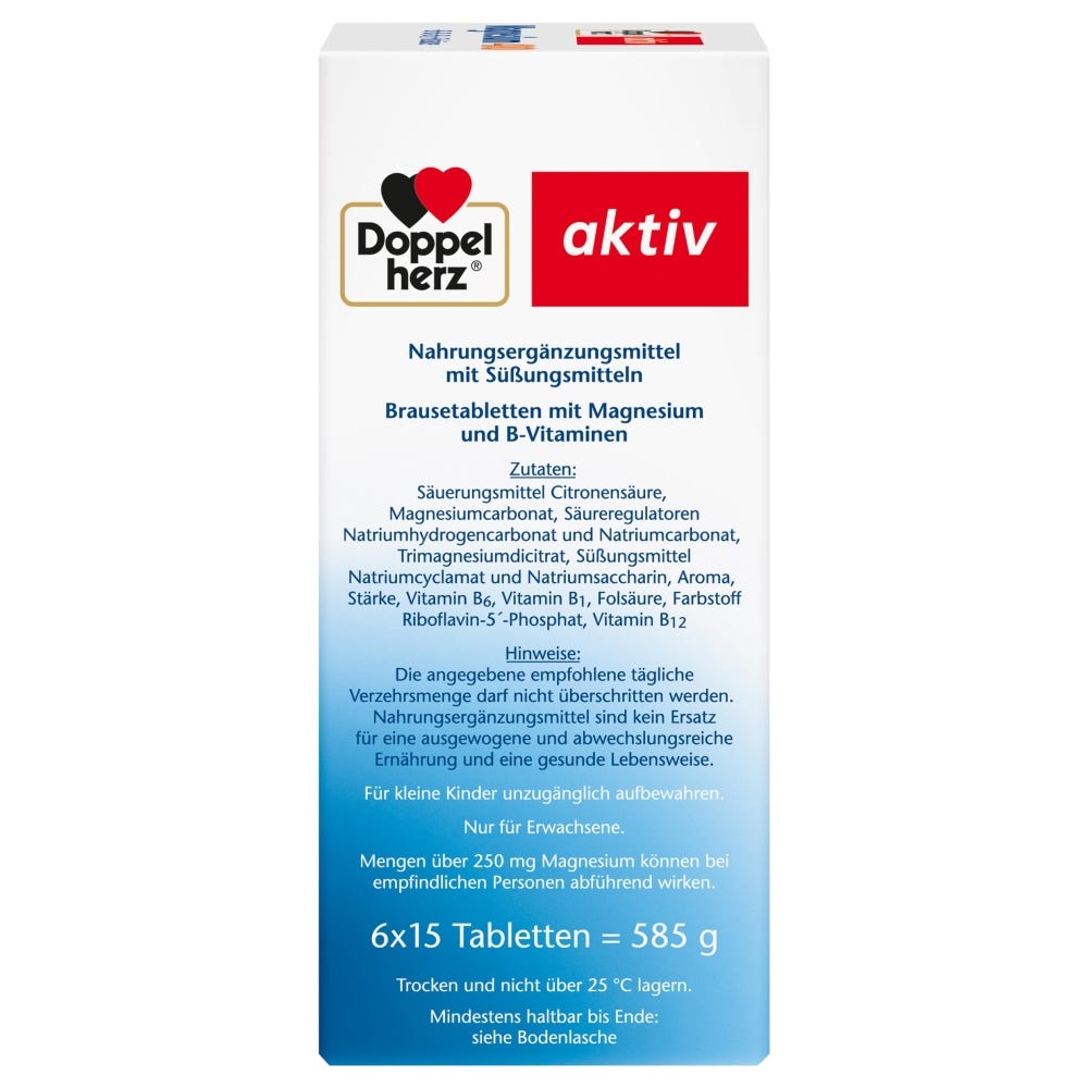 Doppelherz Magnesium 400 + B-Komplex + Folsäure Brausetabletten  6x15 Stück