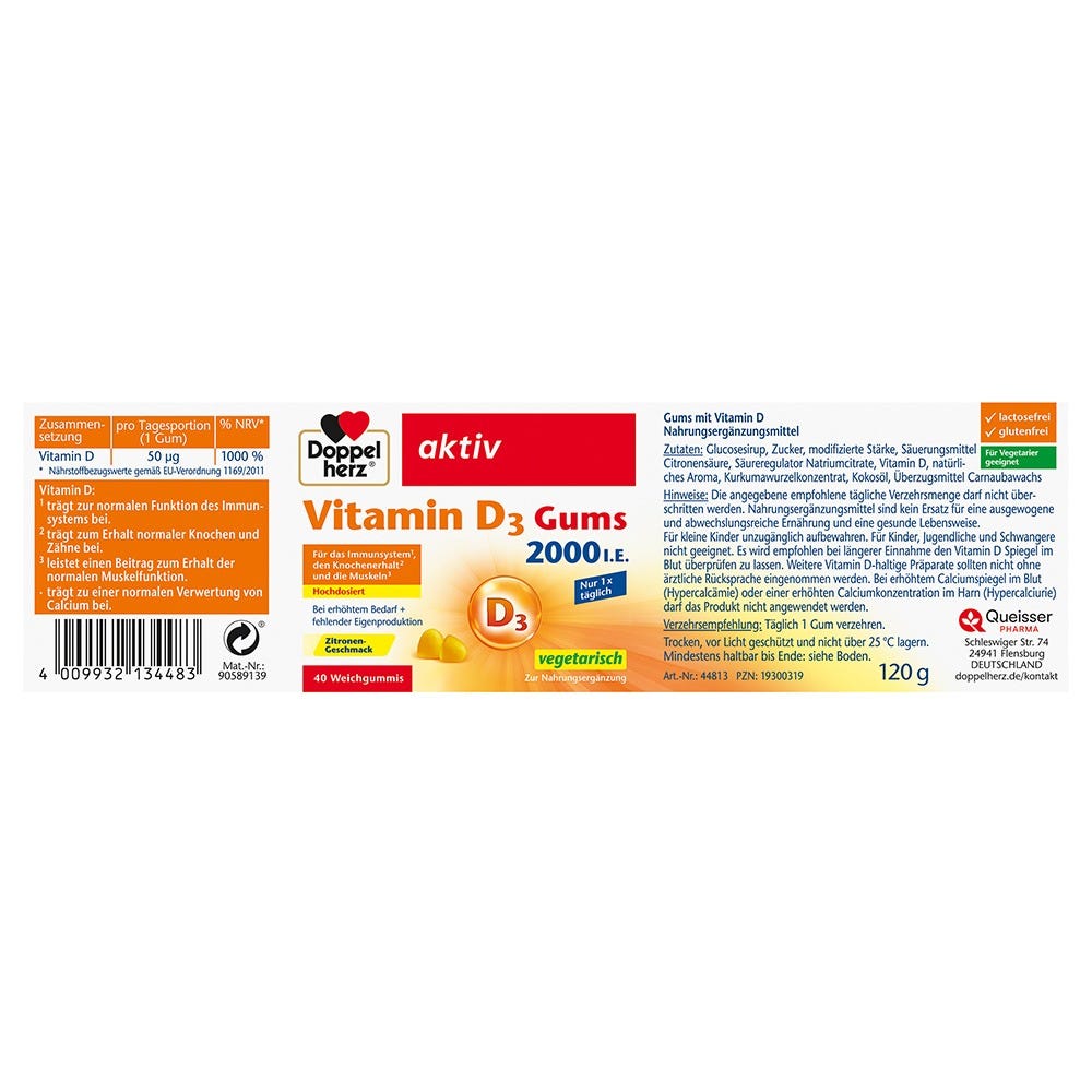 Doppelherz Vitamin D 2000 IE Gums 40 Stück