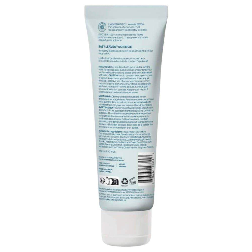 Attitude – Clean Beauty Baby Leaves Bubble Wash Good Night 240 ml