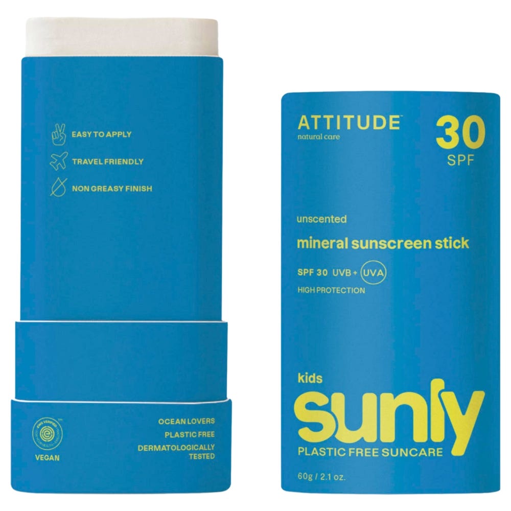 Attitude – Clean Beauty Sunly Sunscreen Stick Kids SPF30 Unscent 60 g