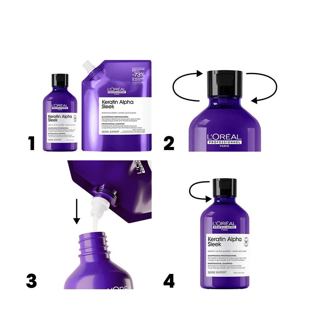 L'Oréal Professionnel Paris Keratin Alpha Sleek Shampoo Refill 500 ml