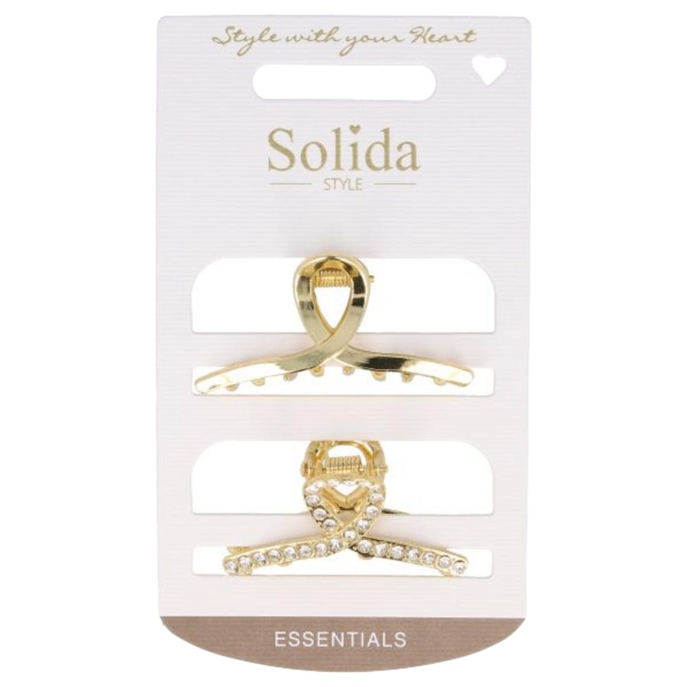 Solida Haarklammer Strass gold 2 Stück