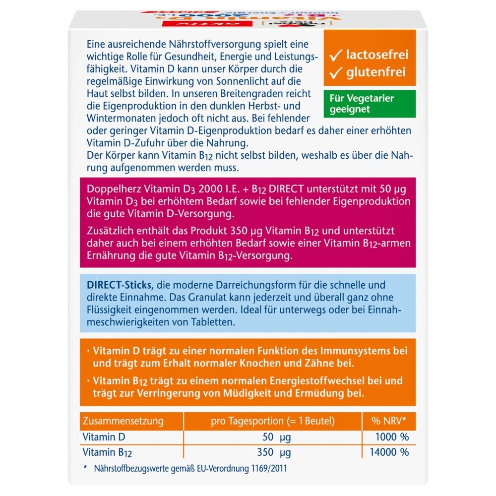 Doppelherz Vitamin D3 2000 I.E + B12 DIR 20 Stück