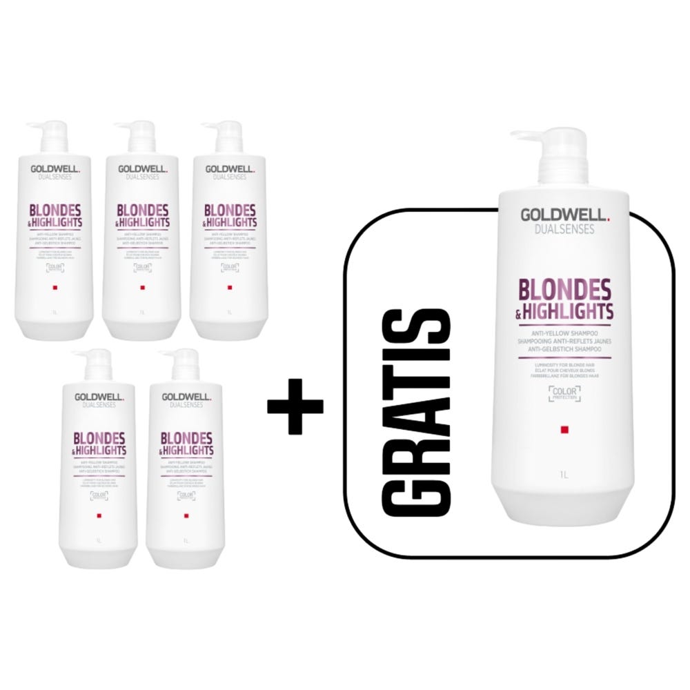 Goldwell Dualsenses Blondes & Highlights Anti-Yellow Shampoo Bundle 5+1 Gratis
