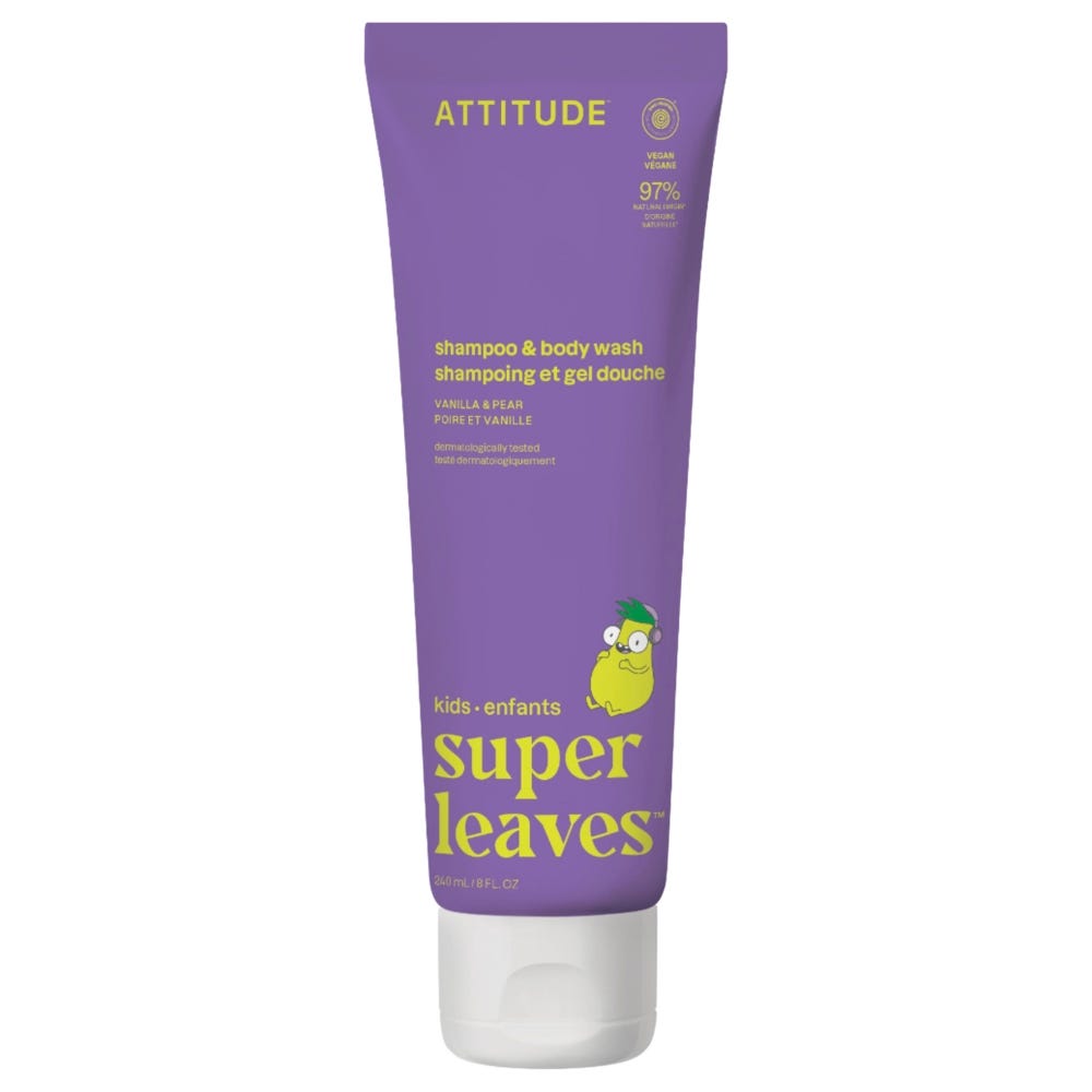 Attitude – Clean Beauty super leaves kids - 2-in-1 Shampoo & Body Wash - Vanilla & Pear 240 ml 