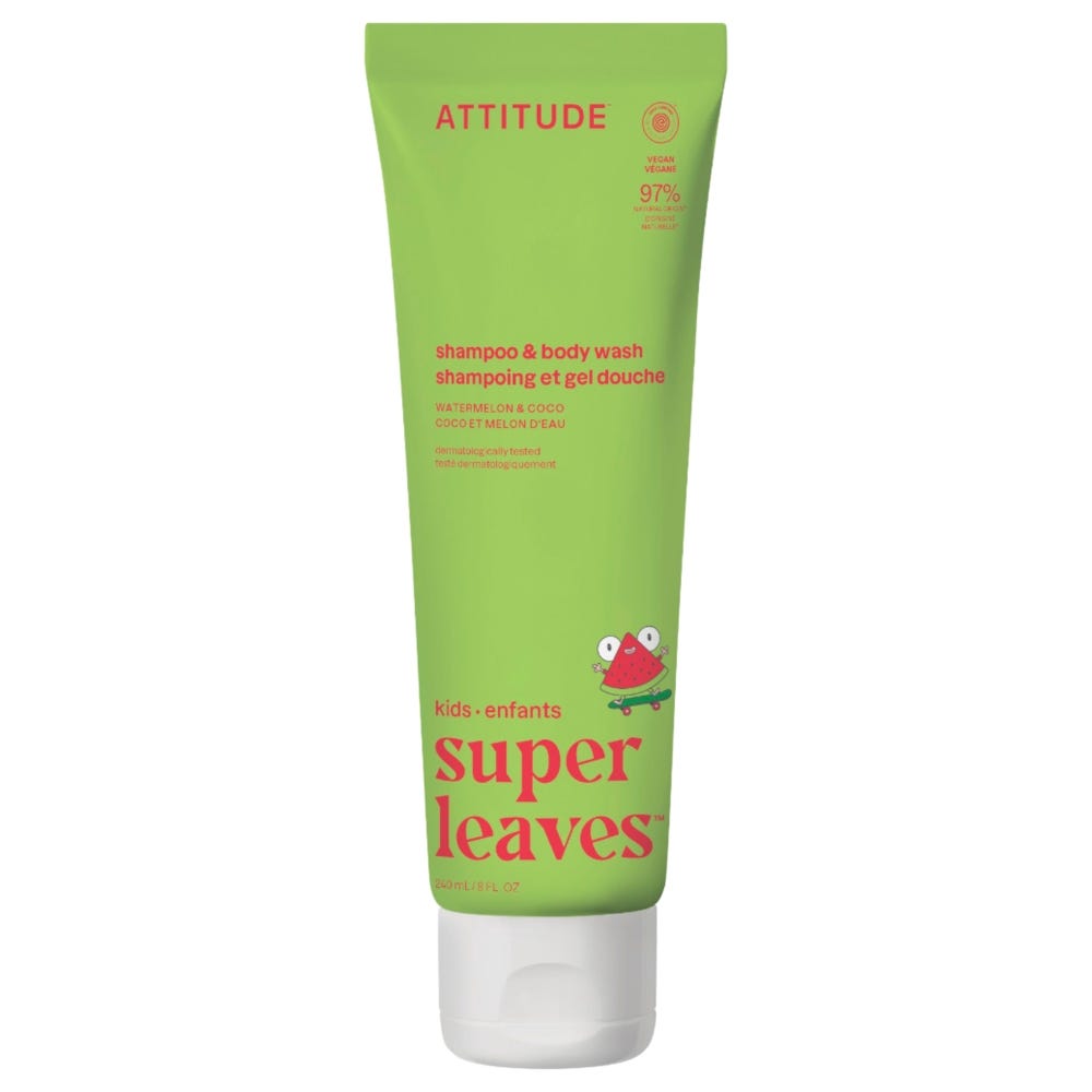 Attitude – Clean Beauty super leaves kids - 2-in-1 Shampoo & Body Wash - Watermelon & Coco 240 ml240 ml