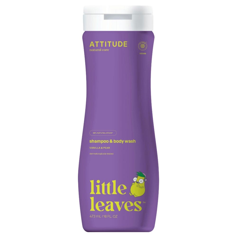 Attitude - Clean Beauty super leaves kids - 2-in-1 Shampoo & Body Wash - Vanilla & Pear 473 ml