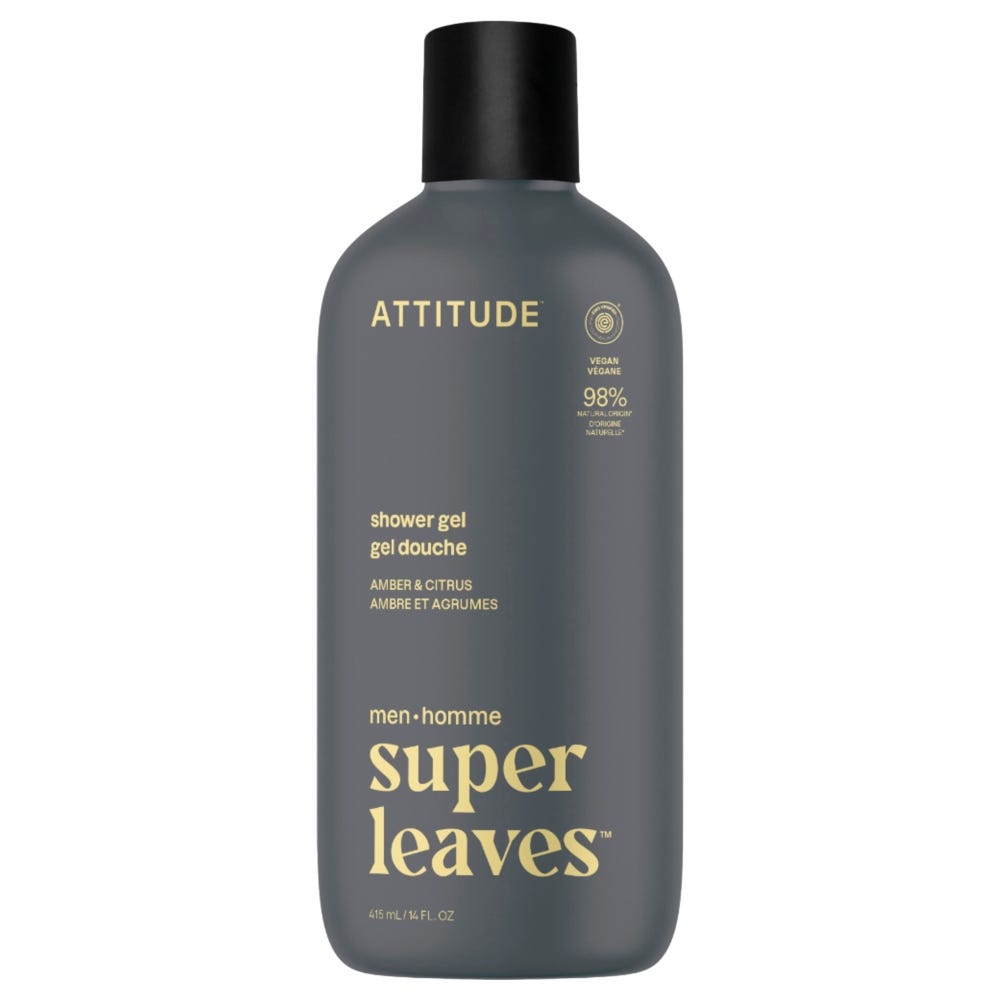 Attitude Clean Beauty super leaves men - Shower Gel - Amber & Citrus 415 ml