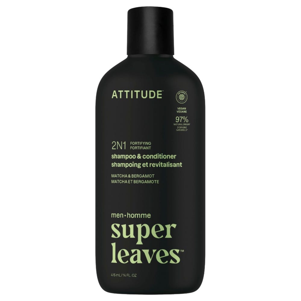 Attitude Clean Beauty super leaves men - 2-in-1 Shampoo & Conditioner - Matcha & Bergamot 415 ml