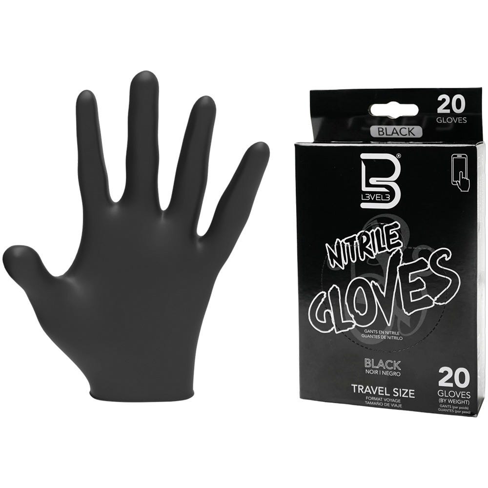 Level3 Nitrile Gloves Large Black Travel Size