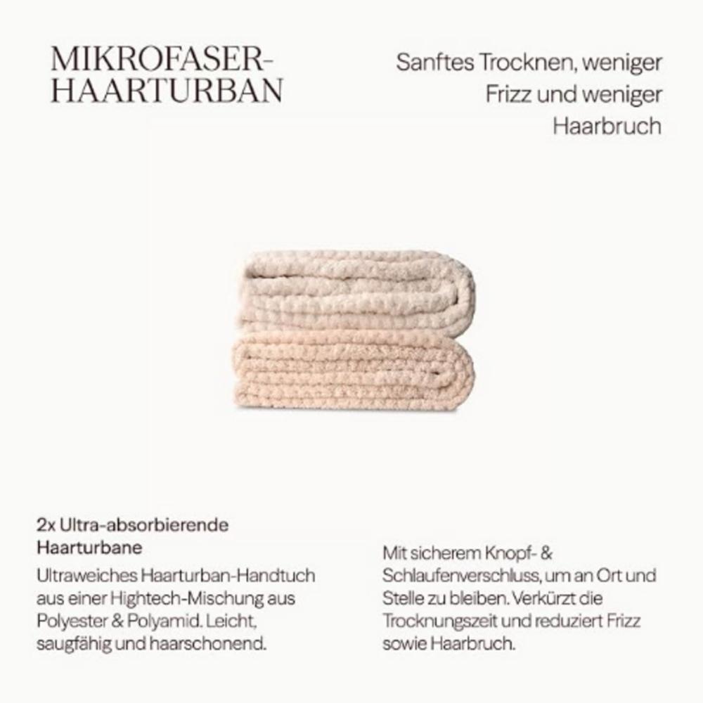 Waschies Ultrasaugstarkes Mikrofaser-Haarturbanhandtuch 2er Set Sand & Nature