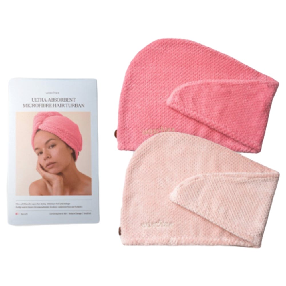 Waschies Ultrasaugstarkes Mikrofaser-Haarturbanhandtuch Blush & Soft Rosé 2er Set