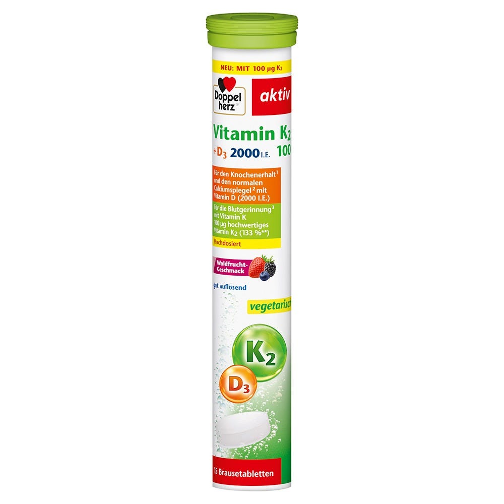 Doppelherz Vitamin K2 + D3 2000 I.E. Brausetabletten 15 Stück