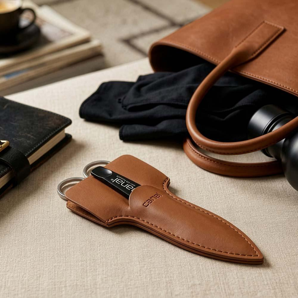 Canal Scheren-Etui Leder 2-teilig Cognac