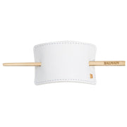 Balmain Hair Couture Hair Barrette Leather White