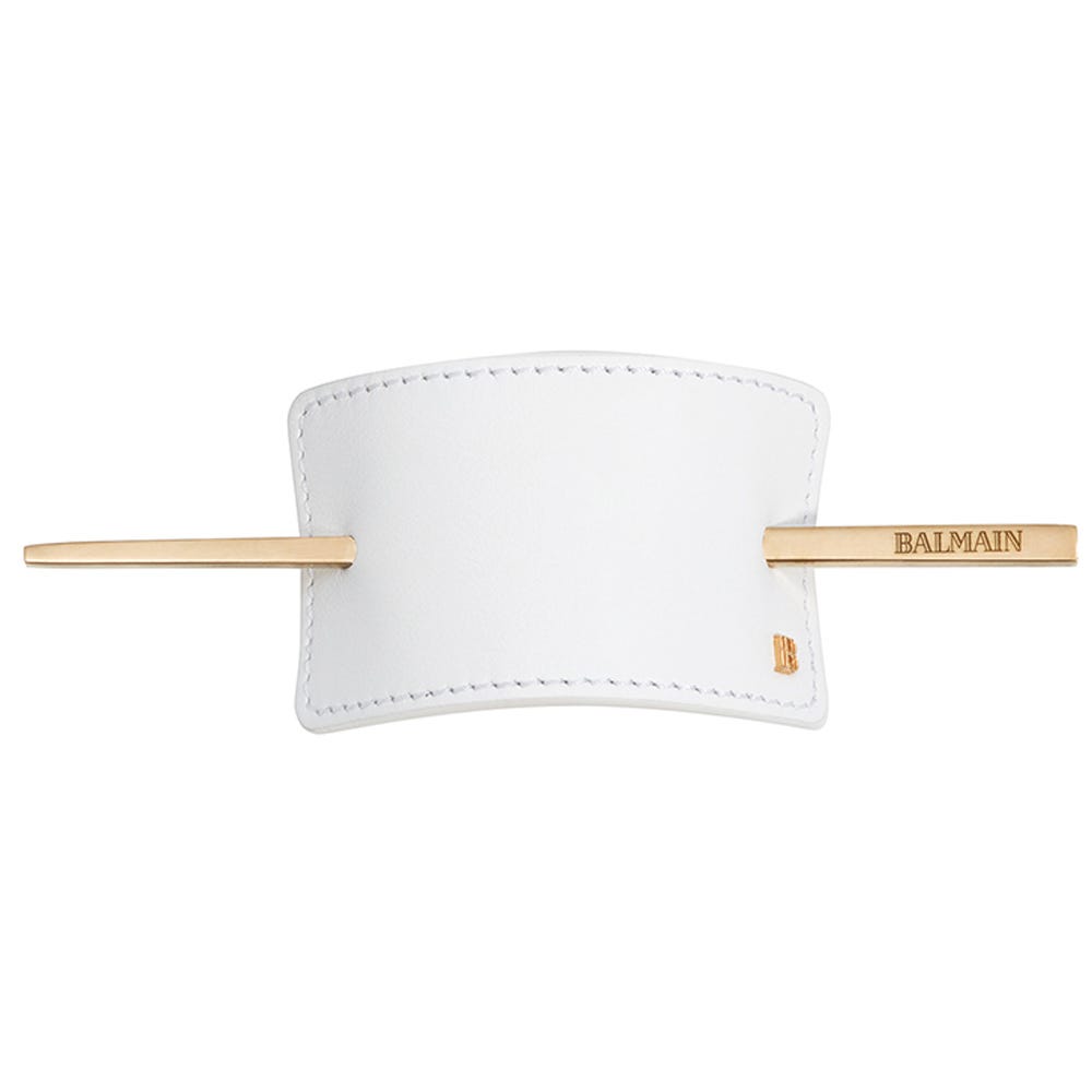 Balmain Hair Couture Hair Barrette Leather White