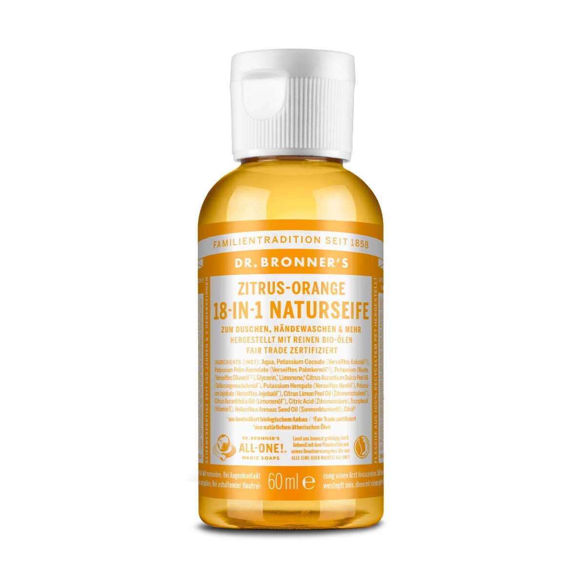Dr. Bronner's 18-in-1 Naturseife Zitrus-Orange 60ml